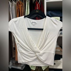 Revolve Superdown White Ribbed Crop Top